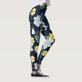 Geel en grijs bloemmotief leggings (Rechts)
