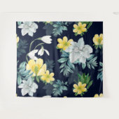 Geel en grijs bloemmotief wandkleed (Voorkant (horizontaal))