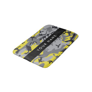 Geel en Grijs Camouflage Je naam personaliseren Badmat