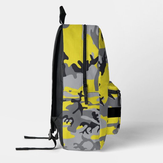 Geel en grijs Camouflage Jouw naam Personaliseren Bedrukte Rugzak (Links)