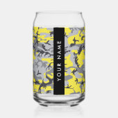 Geel en grijs Camouflage Jouw naam Personaliseren Blikvorm Glas (Voorkant)