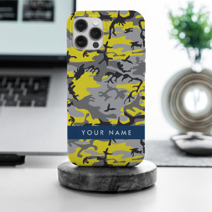 Geel en grijs Camouflage Jouw naam Personaliseren iPhone 15 Pro Max Hoesje