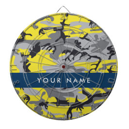 Geel en grijs Camouflage Jouw naam Personaliseren Dartbord