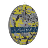 Geel en grijs Camouflage Jouw naam Personaliseren Dartbord (Voorkant Links)