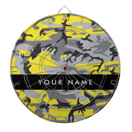 Geel en grijs Camouflage Jouw naam Personaliseren Dartbord