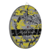 Geel en grijs Camouflage Jouw naam Personaliseren Dartbord (Voorkant Links)