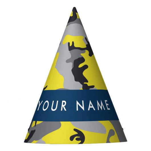 Geel en grijs Camouflage Jouw naam Personaliseren Feesthoedjes (Voorkant)