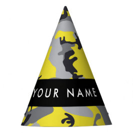 Geel en grijs Camouflage Jouw naam Personaliseren Feesthoedjes
