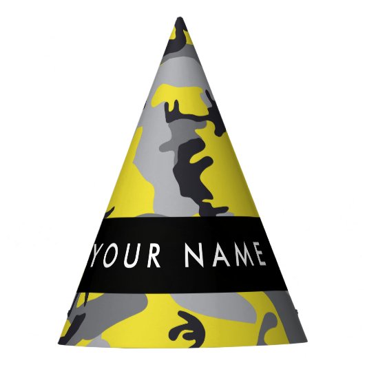 Geel en grijs Camouflage Jouw naam Personaliseren Feesthoedjes (Voorkant)