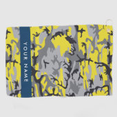 Geel en grijs Camouflage Jouw naam Personaliseren Golfhanddoek (Horizontaal)