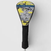 Geel en grijs Camouflage Jouw naam Personaliseren Golfheadcover (Voorkant)