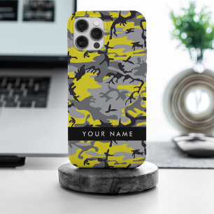 Geel en grijs Camouflage Jouw naam Personaliseren iPhone 15 Pro Max Case