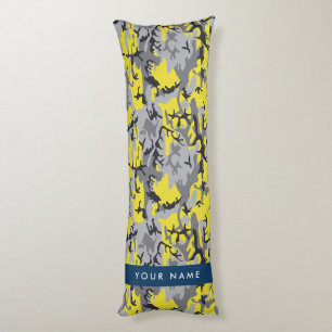 Geel en grijs Camouflage Jouw naam Personaliseren Lichaamskussen