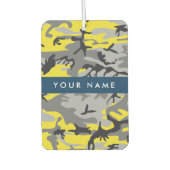 Geel en grijs Camouflage Jouw naam Personaliseren Luchtverfrisser (Voorkant)