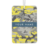 Geel en grijs Camouflage Jouw naam Personaliseren Luchtverfrisser (Achterkant)