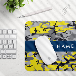 Geel en grijs Camouflage Jouw naam Personaliseren Muismat