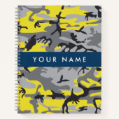 Geel en grijs Camouflage Jouw naam Personaliseren Notitieboek (Voorkant)