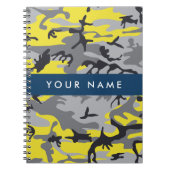 Geel en grijs Camouflage Jouw naam Personaliseren Notitieboek (Voorkant)
