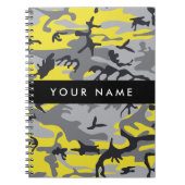 Geel en grijs Camouflage Jouw naam Personaliseren Notitieboek (Voorkant)