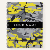 Geel en grijs Camouflage Jouw naam Personaliseren Notitieboek (Voorkant)