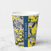 Geel en grijs Camouflage Jouw naam Personaliseren Papieren Bekers (Voorkant)