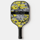 Geel en grijs Camouflage Jouw naam Personaliseren Pickleball Paddle (Voorkant)