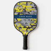 Geel en grijs Camouflage Jouw naam Personaliseren Pickleball Paddle (Achterkant)