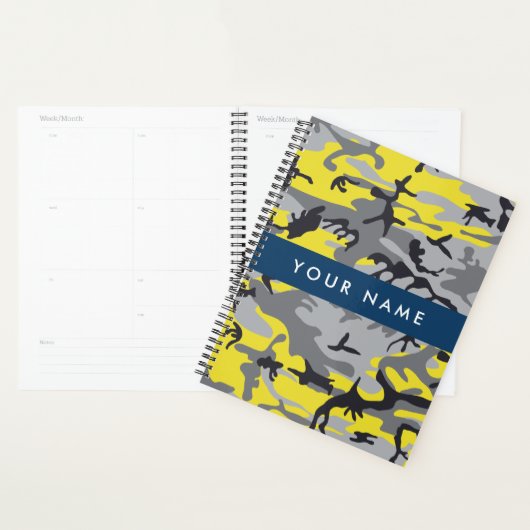 Geel en grijs Camouflage Jouw naam Personaliseren Planner (Display)