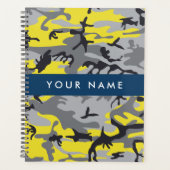 Geel en grijs Camouflage Jouw naam Personaliseren Planner (Voorkant)