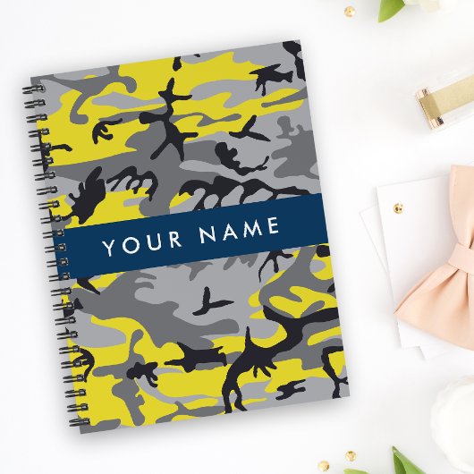 Geel en grijs Camouflage Jouw naam Personaliseren Planner