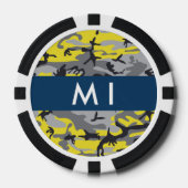 Geel en grijs Camouflage Jouw naam Personaliseren Poker Chips (Voorkant)