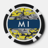 Geel en grijs Camouflage Jouw naam Personaliseren Poker Chips (Achterkant)