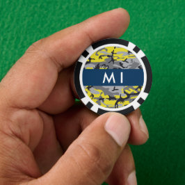 Geel en grijs Camouflage Jouw naam Personaliseren Poker Chips