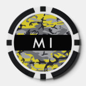 Geel en grijs Camouflage Jouw naam Personaliseren Poker Chips (Voorkant)