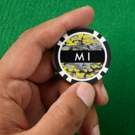 Geel en grijs Camouflage Jouw naam Personaliseren Poker Chips