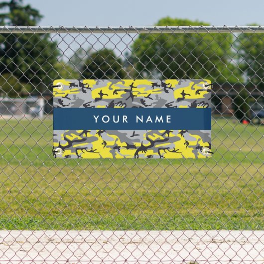 Geel en grijs Camouflage Jouw naam Personaliseren Spandoek (Insitu)