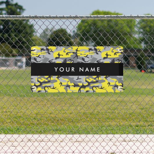 Geel en grijs Camouflage Jouw naam Personaliseren Spandoek (Insitu)