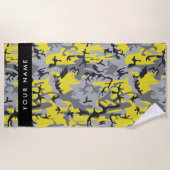 Geel en grijs Camouflage Jouw naam Personaliseren Strandlaken (Voorkant)
