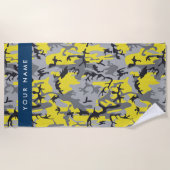 Geel en grijs Camouflage Jouw naam Personaliseren Strandlaken (Voorkant)
