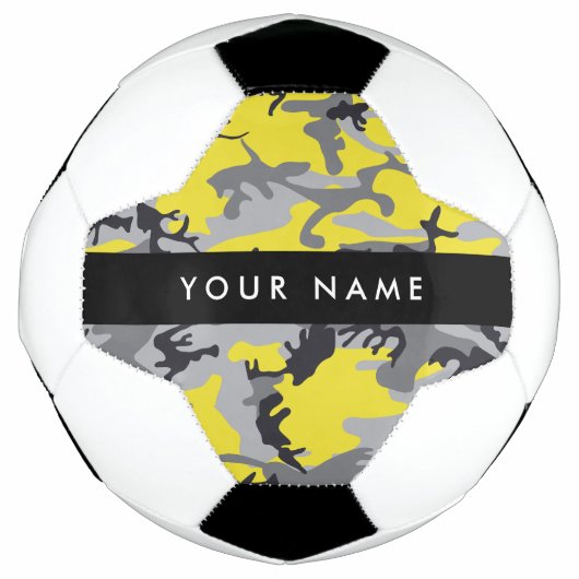 Geel en grijs Camouflage Jouw naam Personaliseren Voetbal (Voorkant)