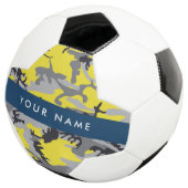 Geel en grijs Camouflage Jouw naam Personaliseren Voetbal (Drie kwart)