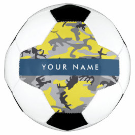 Geel en grijs Camouflage Jouw naam Personaliseren Voetbal