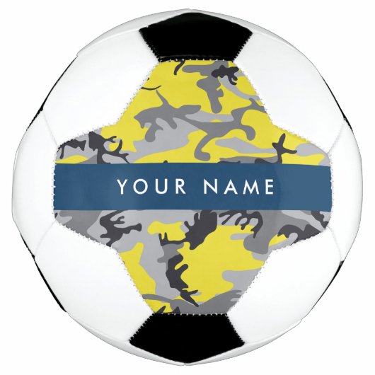 Geel en grijs Camouflage Jouw naam Personaliseren Voetbal (Voorkant)