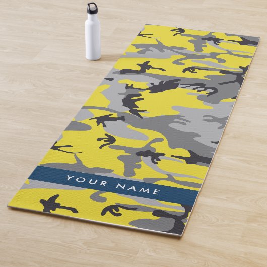 Geel en grijs Camouflage Jouw naam Personaliseren Yogamat (In situ)