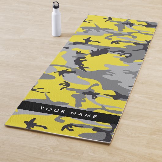 Geel en grijs Camouflage Jouw naam Personaliseren Yogamat (In situ)