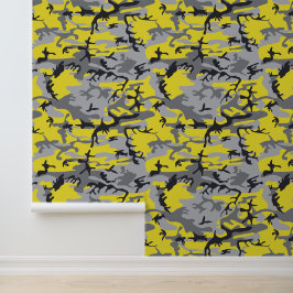 Geel en Grijs Camouflage, Militair, Leger Behang