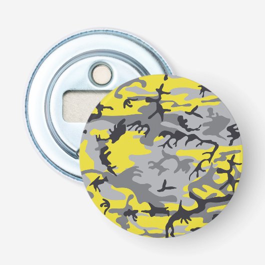 Geel en Grijs Camouflage, Militair, Leger Button Flesopener (Voorkant)