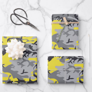 Geel en grijs camouflage, militair, leger inpakpapier vel