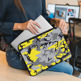Geel en Grijs Camouflage, Militair, Leger Laptop Sleeve