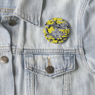 Geel en Grijs Camouflage, Militair, Leger Ronde Button 5,7 Cm